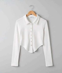 White Long Sleeve Crop Top
