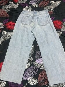 Light Wash Wide Leg Baggy Jeans