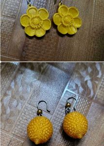 Golden Flower and Fruit Earrings