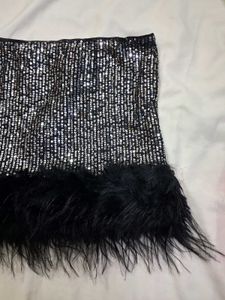 Gorgeous Sequins Furr Mini Skirt✨️🖤