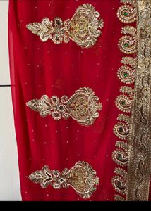 Stunning Red Embroidered Saree