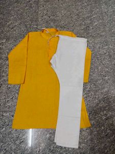 Yellow Cotton Kurta Set