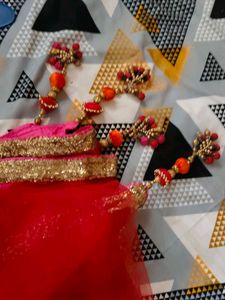 Orange Anarkali Gown with Dupatta