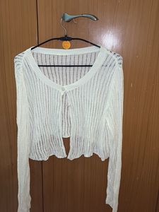 Sheer Cropped Knit korean Cardigan