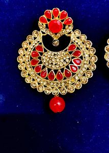 Exquisite Red Stone Jhumka Earrings