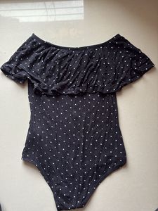 Y2K Polka Dot Off Shoulder Bodysuit