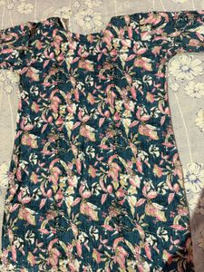 Beautiful Floral Print blue short kurti  (unused)