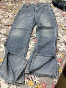 Light Wash Split Hem Jeans