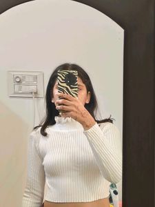 Ribbed Turtleneck Cropped Sweater