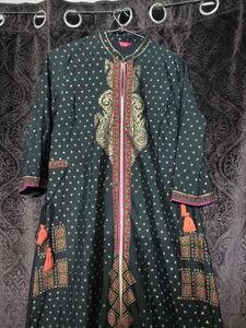 W Foil Print Black Kurti