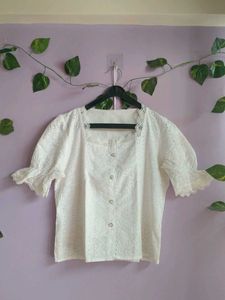 Chic White Broderie Anglaise Top