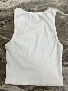 White Ribbed Cropped Tank Top