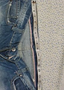 Light Wash Denim Jeans with Patch Detail