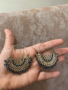 Exquisite Blue Stone Hoop Earrings