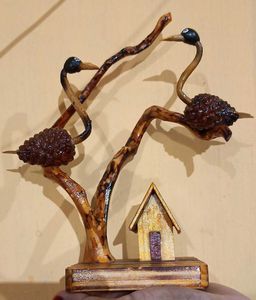 Unique Ostrich Tree Sculpture