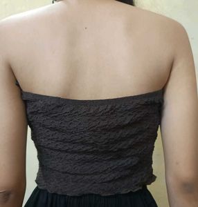 Chic Brown Textured Tube Top