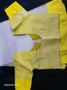 Elegant White Saree with Yellow Border