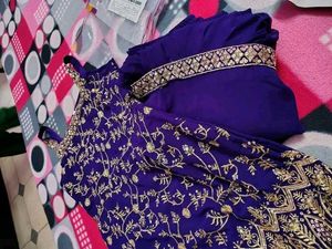 Elegant Purple Embroidered Ethnic Gown