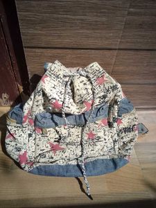 Denim &amp; Print Backpack
