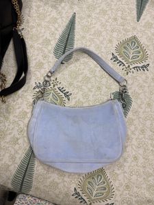 Light Blue Suede Hobo Bag