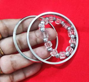Silver Bangle &amp; Beaded Bracelet Set