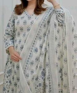 Elegant Floral Print Kurta Set with Dupatta