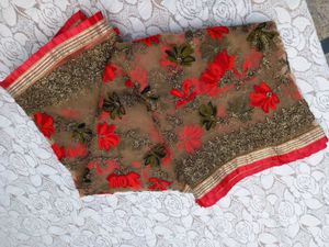 Exquisite Embroidered Floral Net Dupatta