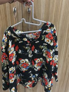 floral pattern black skirt