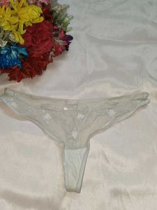 Delicate Lace Trim Thong Panty