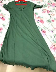 Green Ribbed Midi Dress