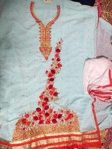 Designer Light Blue Salwar Suit material