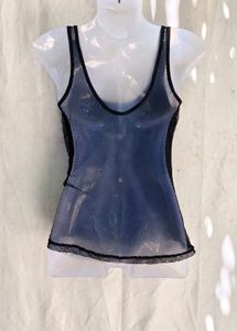 Stylish Black Mesh Tank Top