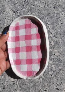 Pink Gingham Trinket Dish