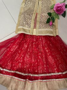 Embellished Blue &amp; Yellow Lehenga Set