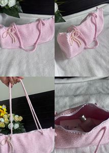 Handmade Pink Crochet Shoulder Bag / Tote Ba