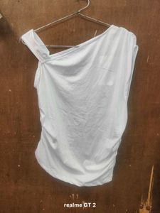 Shein Asymmetrical Neck Shoulder Ruched Sleeveless