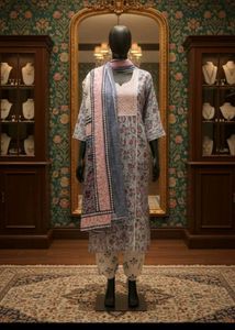 Beautiful Straight Suit With Embroidered Yoke