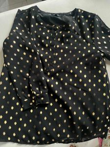 Elegant Black top with Gold Polka Dots