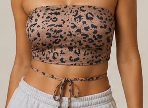 Leopard Print Bandeau Bikini Top