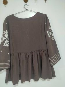 Boho Embroidered Peplum Top