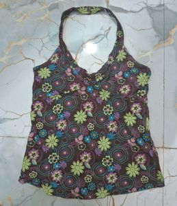 Floral Halter Neck Top y2k (34-36 size M)
