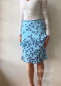 Blue Polka Dot Ruffled Skirt