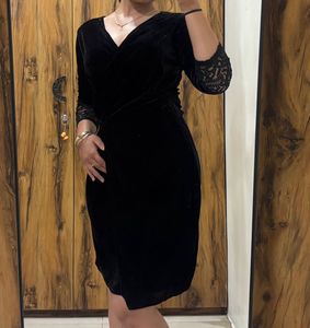 Elegant Black Velvet Lace Dress