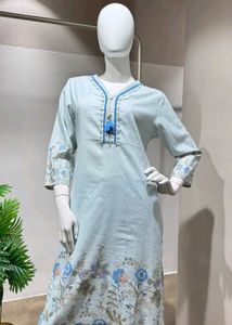 Light Blue Floral Kurta Set with Dupatta