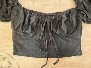 SHIEN black Square Neck Crop Top