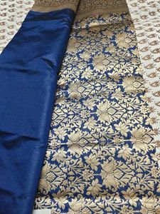 Navy Blue Saree with Gold Border
