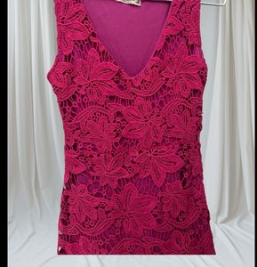 Magenta Lace Maxi Dress