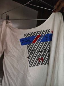 Graphic Print off shoulder Long Sleeve T-Shirt