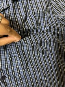 UNISEX Blue Plaid Short Sleeve Shirt