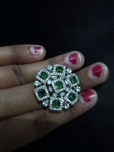 pure silver Stunning Emerald &amp; Diamond Statement R